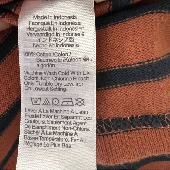 Madewell Striped Tee Breton StripeLong Sleeve TShirt Casler Stripe Rust/Navy XXS - Picture 5 of 6